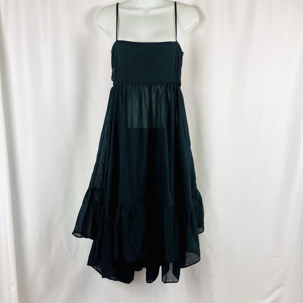 J.Crew Black Tiered Maxi Dress S Spaghetti Strap Boho Cottagecore Romantic